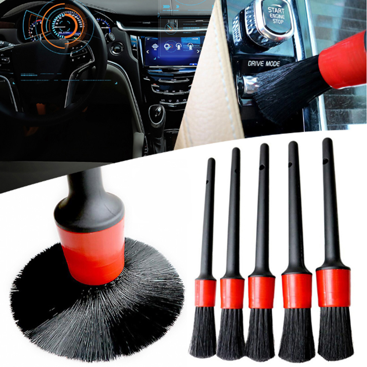 DirtDustBrushCarCleaningDetailingBrushSetforCarMotorcycleInteriorExteriorLeatherAirVentsClean-1925365-6