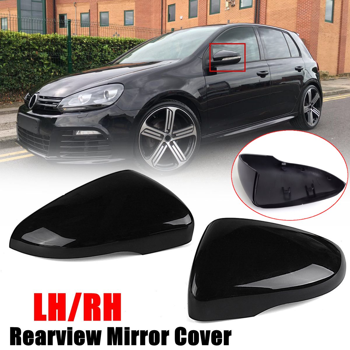 GlossBlackLeftRightSideWingDoorRearviewMirrorCoverCapForVWGolfMK6Touran-1663242-1