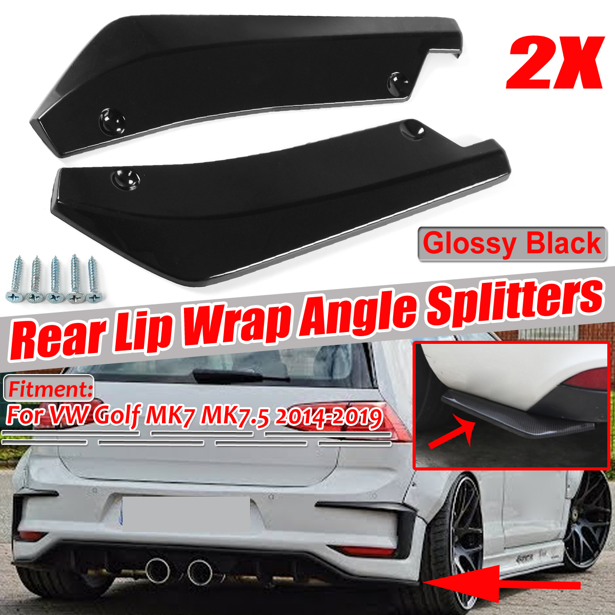 UniversalCarRearBumperProtectorLipWrapAngleSplittersBrightBlack2pcs-1357801-1