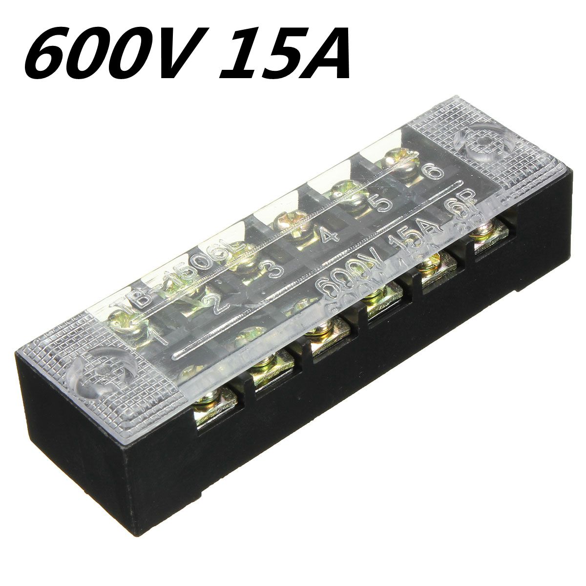 600V15A6PositionDoubleRowWireBarrierBlockScrewTerminalStripPanel-1005756-1