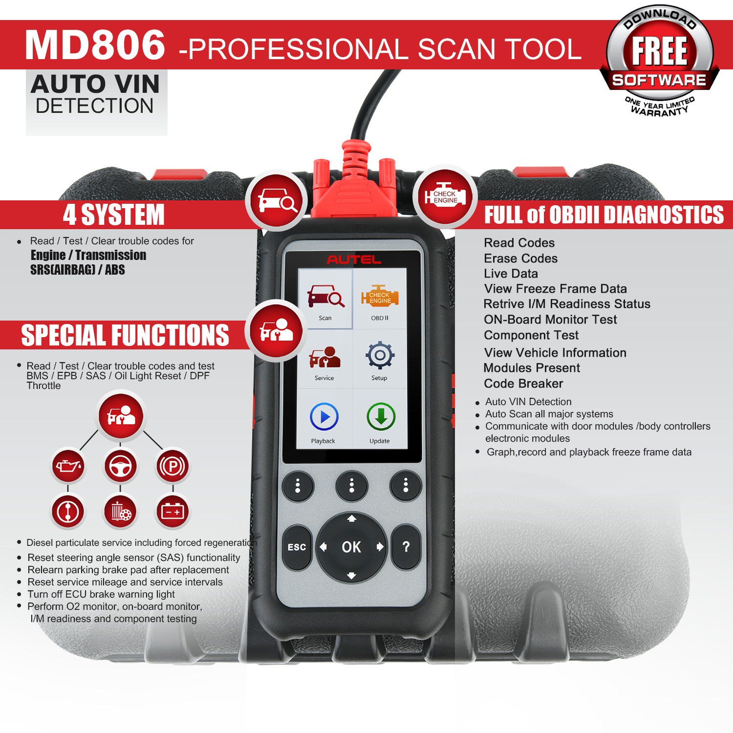 EUDirectAutelMaxiDiagMD806FullSystemDiagnosesOBD2CarAutomotiveScannerTool4SystemsDiagnosis7MostSpeci-2001804-4