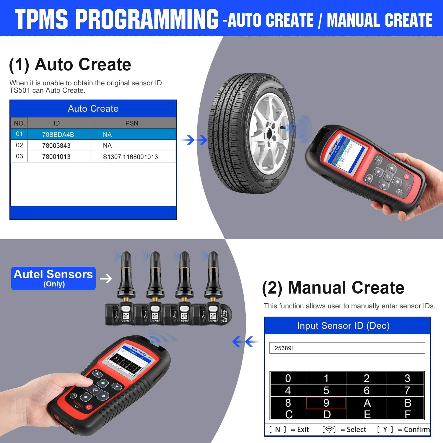 EUDirectAutelMaxiTPMSTS501TPMSDiagnosisToolOBD2CarDiagnosticScannerOBDIICodeReaderTPMSCheck433315MHz-1998995-8