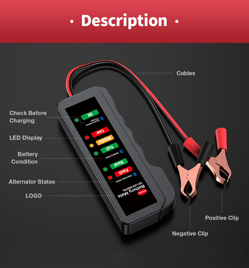 KINGBOLEN12VCarBatteryTesterDigitalAlternatorChargingSystemAnalyzerwithLEDIndicationVehicleBatteryDe-1989982-2
