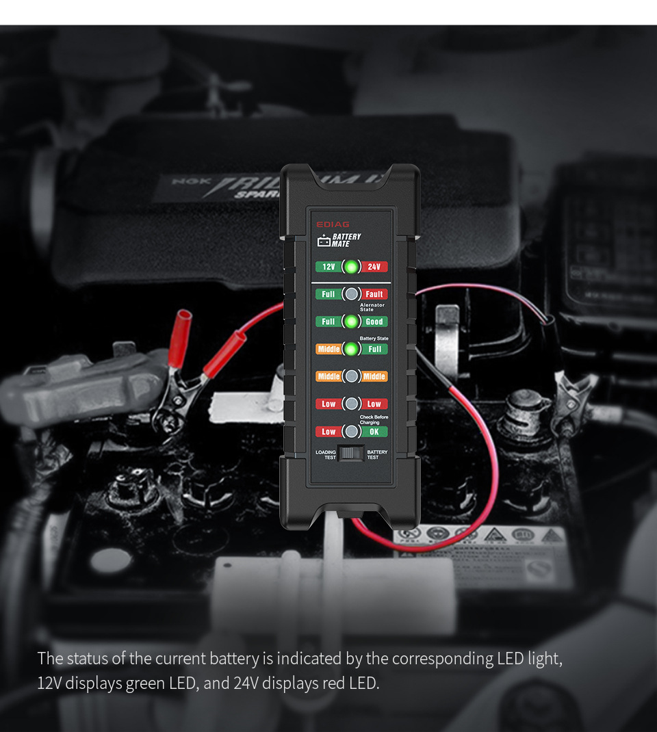 KINGBOLENBatteryTesterBm4101224VCopperClipVersionCarDigital6LEDLightAlternatorAutoBatteryAnalyze-1990000-2