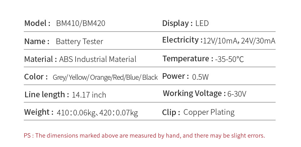 KINGBOLENBatteryTesterBm4101224VCopperClipVersionCarDigital6LEDLightAlternatorAutoBatteryAnalyze-1990000-15
