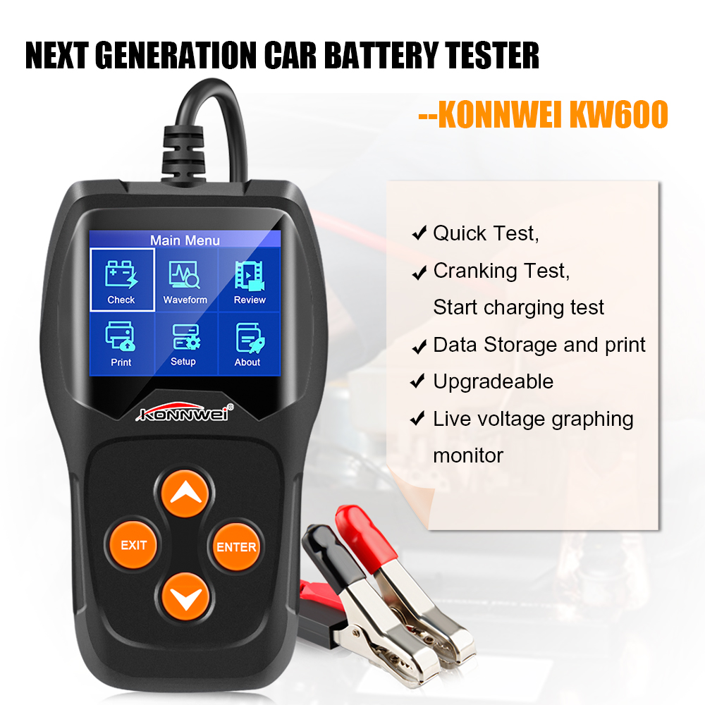 KONNWEIKW60012VCarBatteryTesterAnalyzer100to2000CCACranking30-220AH-1984213-1