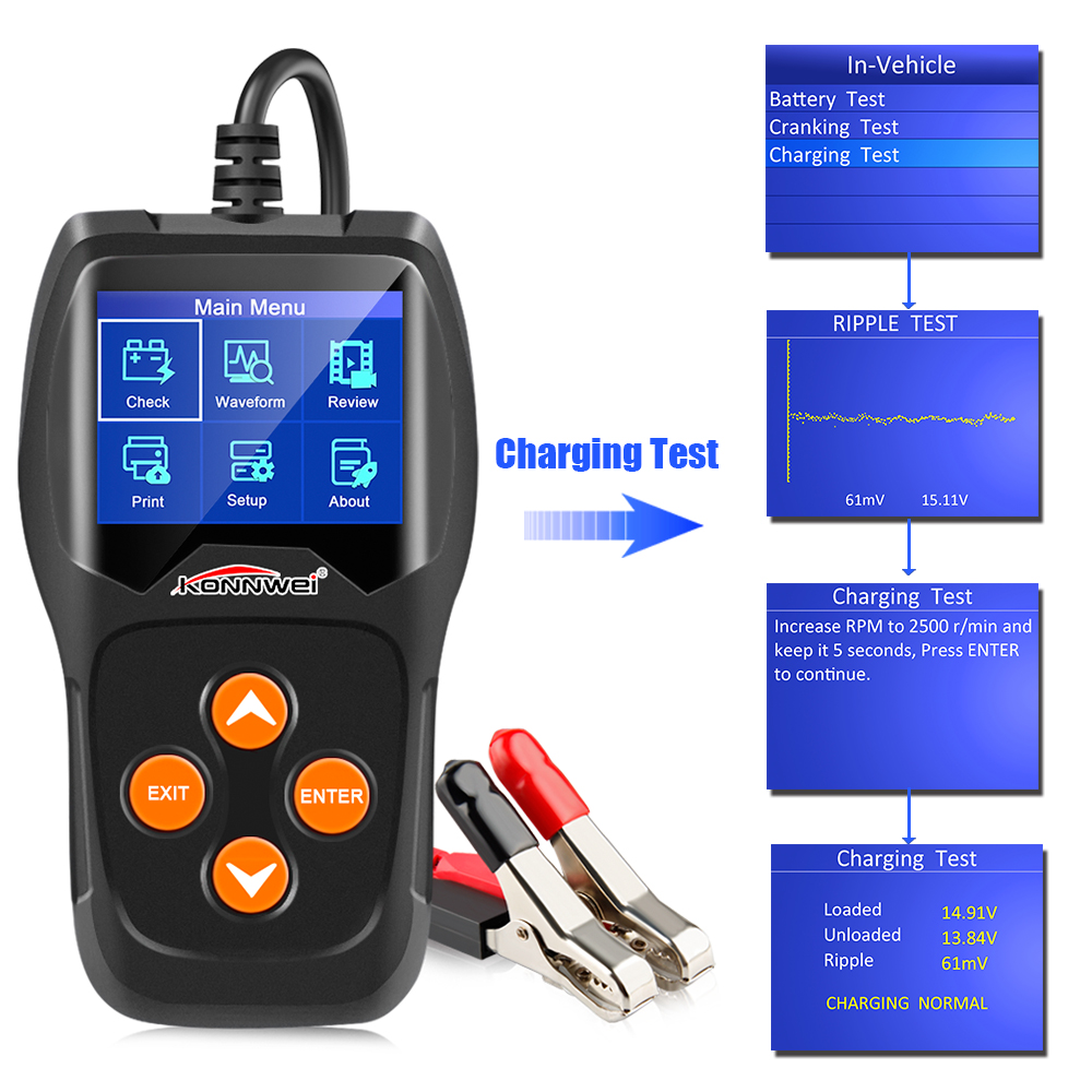 KONNWEIKW60012VCarBatteryTesterAnalyzer100to2000CCACranking30-220AH-1984213-4