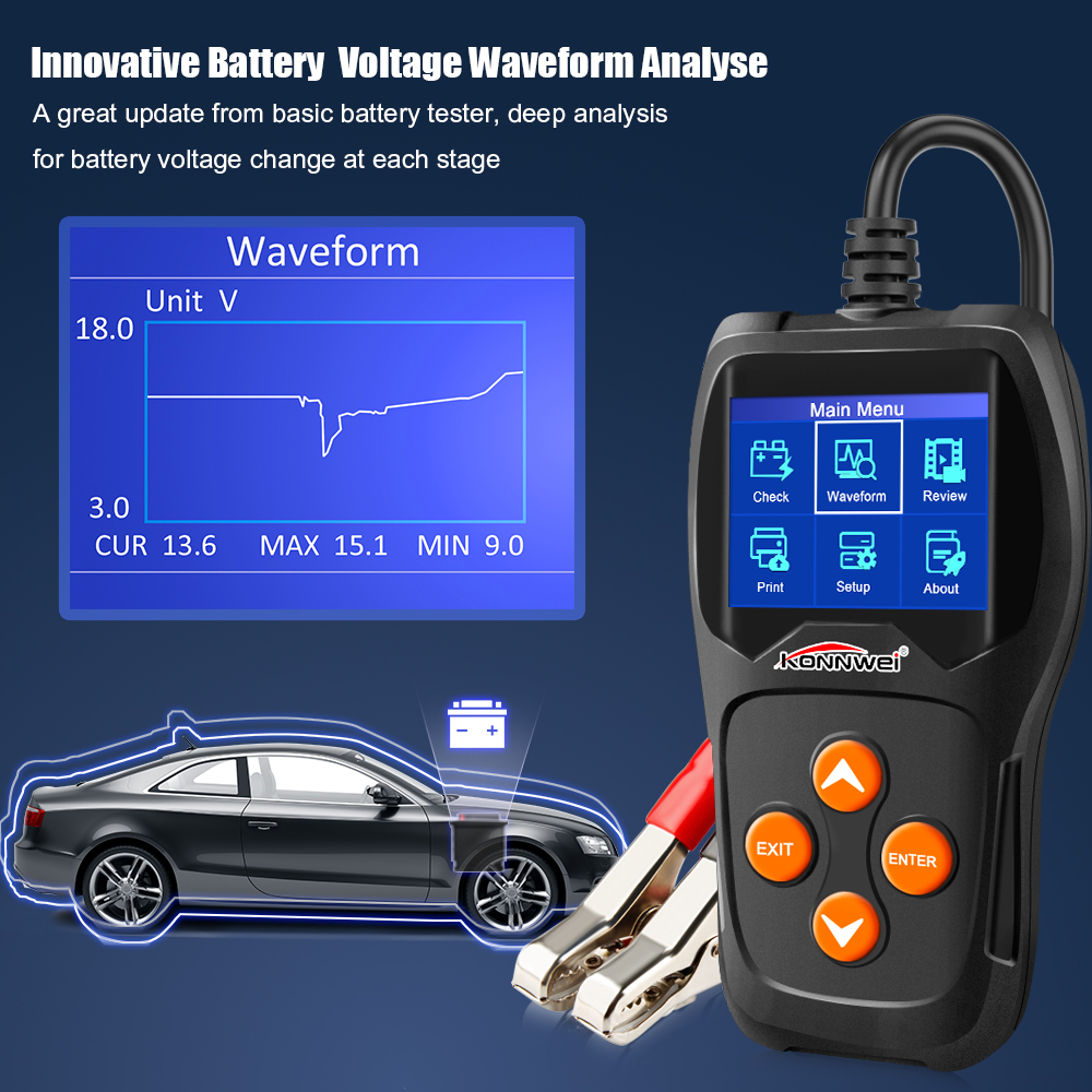 KONNWEIKW60012VCarBatteryTesterAnalyzer100to2000CCACranking30-220AH-1984213-8