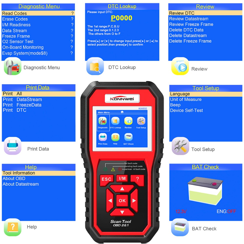 KONNWEIKW850OBD2CarScanDiagnosticToolEOBDScannerEngineFaultCodeReaderMulti-languages-1984217-5