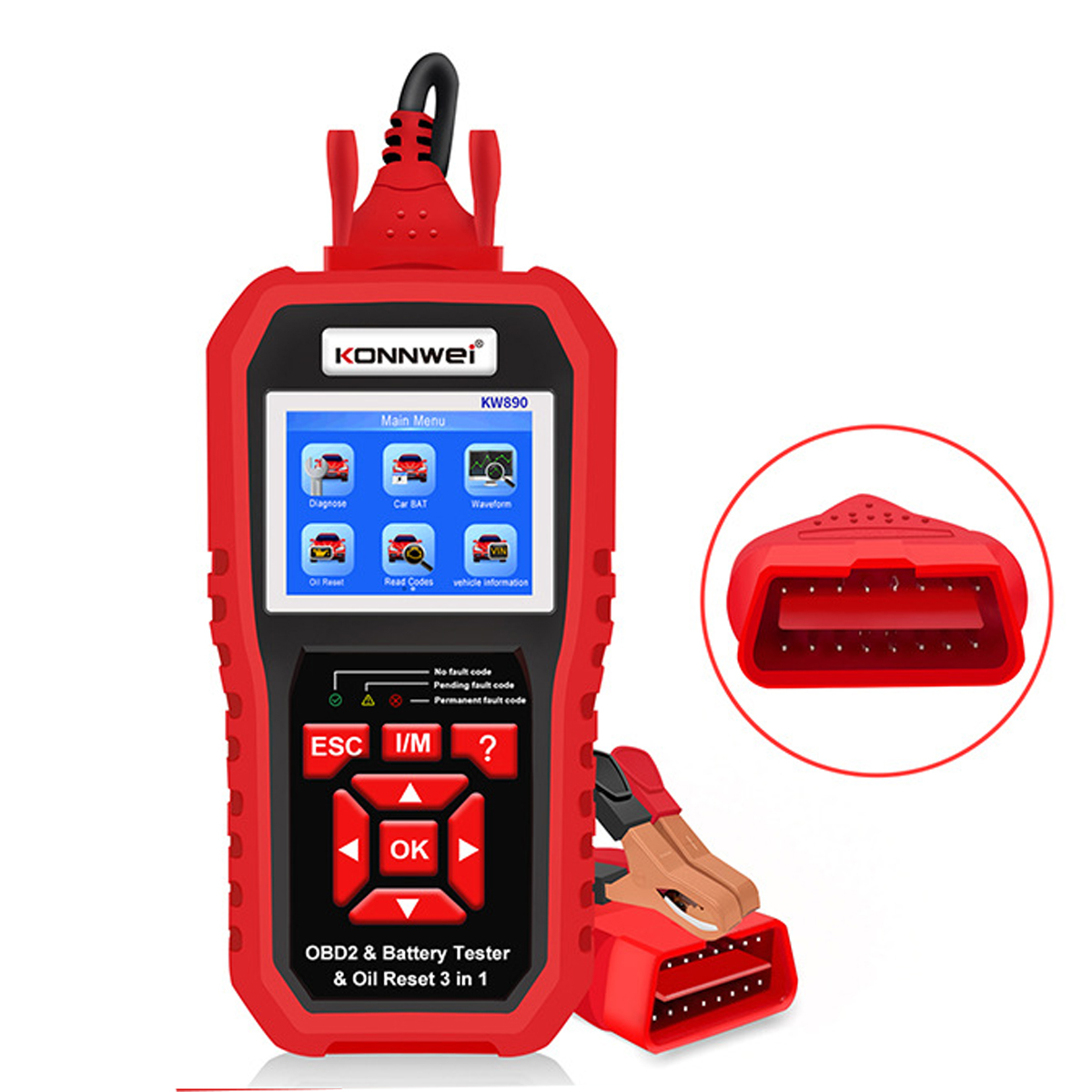 KONNWEIKW8903in1OBD212VAutomotiveFaultDiagnosisScannerInstrumentBatteryTesterOilSeviceLightResetforL-1987541-1