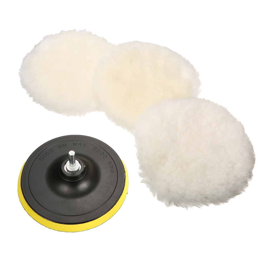 MATCC4pcs6InchPolishingBufferPadPolishingBonnetsLambsWoolWithM14DrillAdapter-1430270-1