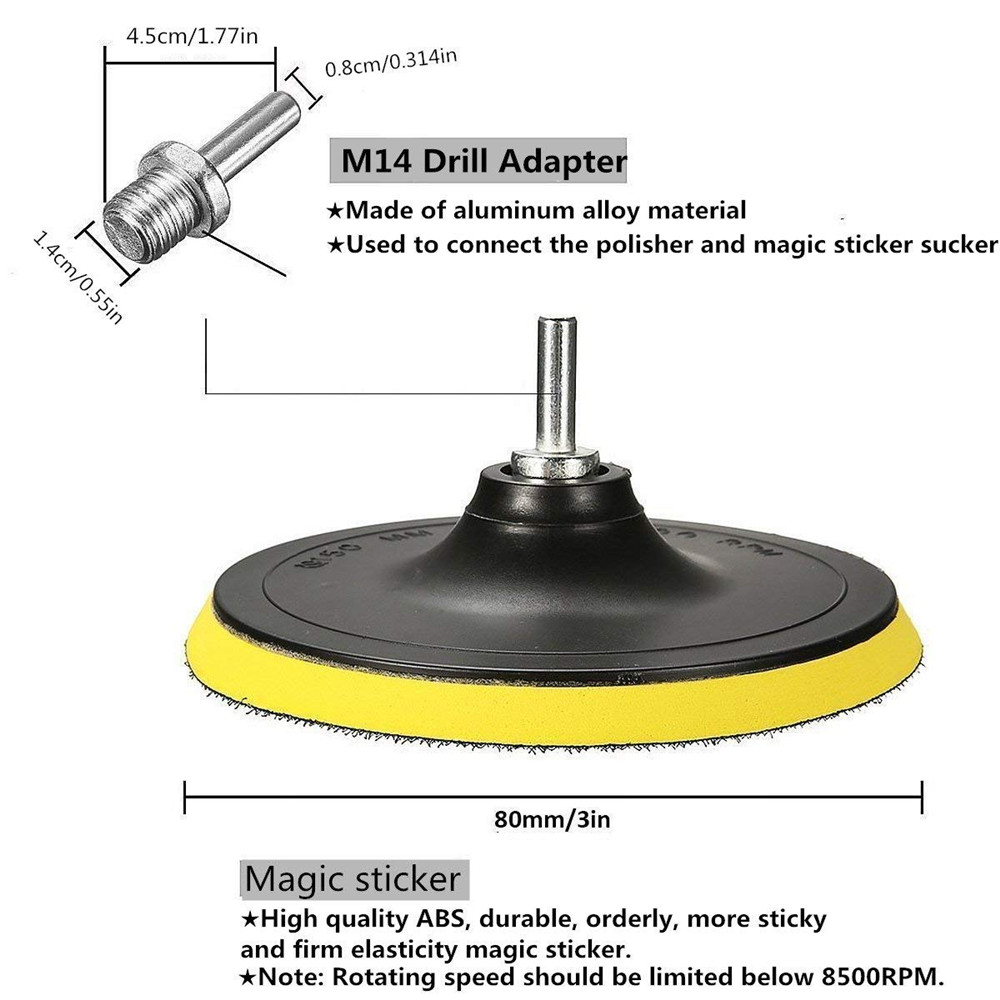 MATCC4pcs6InchPolishingBufferPadPolishingBonnetsLambsWoolWithM14DrillAdapter-1430270-4