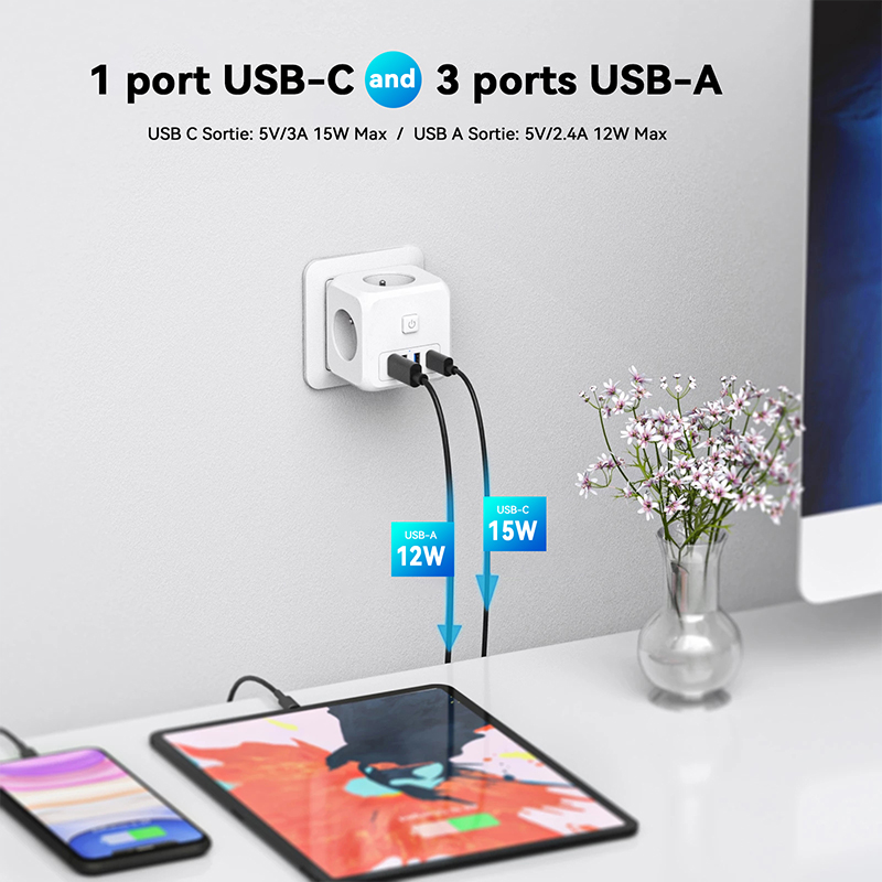 Essager4000W7-PortPowerStripwith3ACOutlets3USB-AUSB-CFastChargingWallChargerAdapterEUPlugforiPhone12-1990853-3