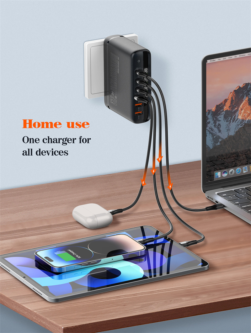 GaNTechLDNIOA6140C140W6-PortUSBPDCharger3USB-C3USB-APDQC30AFCFCPSCPFastChargingWallChargerAdapterRep-1997599-8