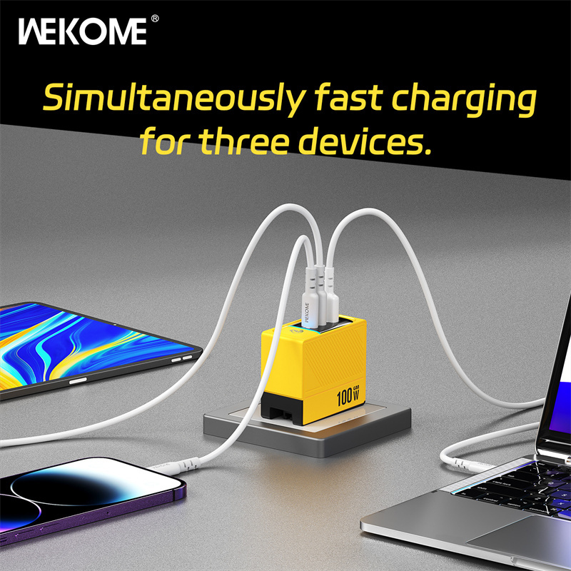 GaNTechWEKOMEWP-U155100W3-PortUSBPDChargerDualUSB-CUSB-AFastChargingWallChargerAdapterEUPlugforiPhon-1997605-6