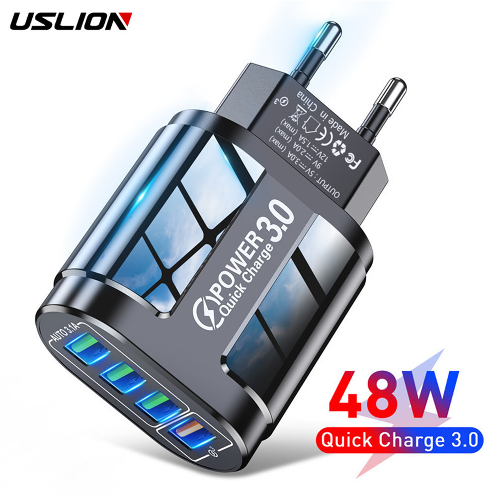 USLION48W4USBPortsQC30FastChargerWallTravelChargingEUPlugUSPlugAdapterForiPhone1414Plus14ProMaxforiP-1977560-1