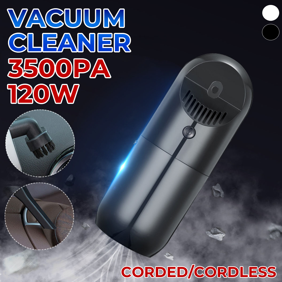 120WPortableHandheldCarVacuumCleaner35000rpm3500PaPowerfulSuctionLightweightCleaningforCarHomeOffice-1753695-1