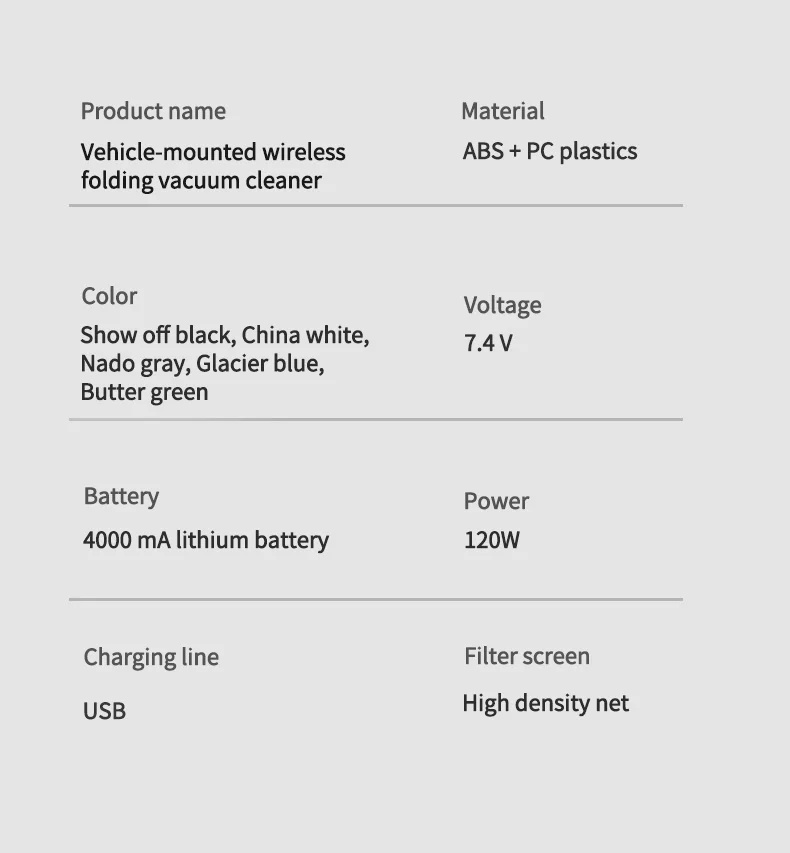 Foldable9500PaWirelessVacuumCleaner4000mAMiniDustCollector120WUSBPoweredCordlessHandheldVacuumforVeh-2013848-15