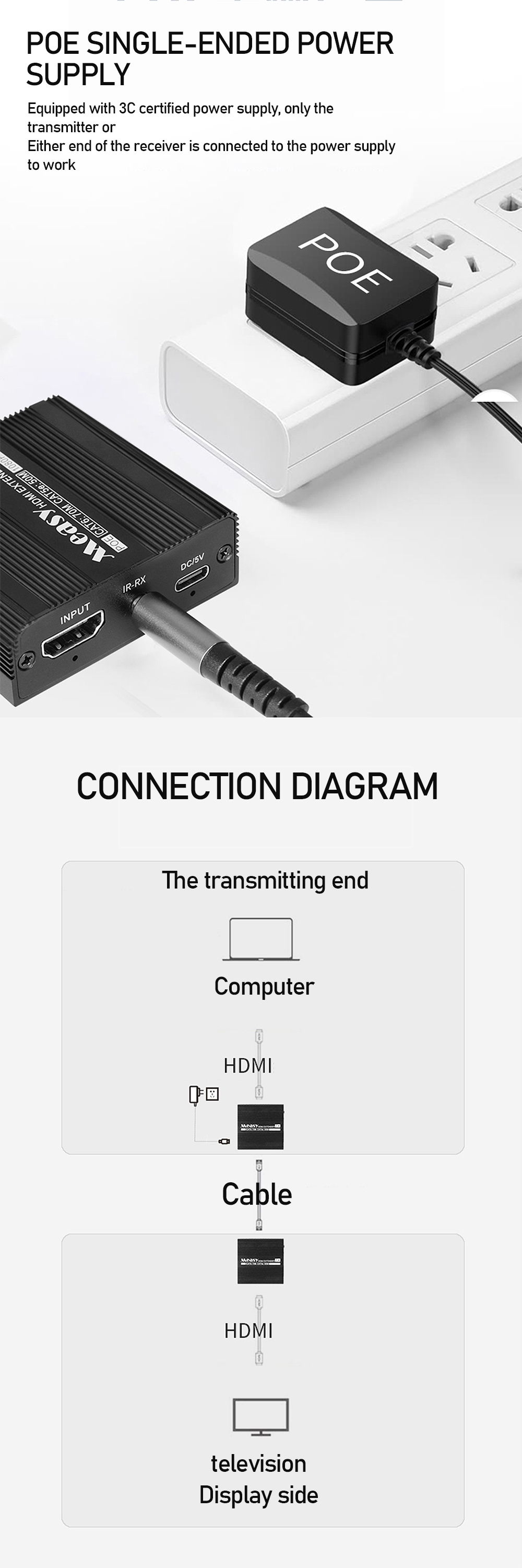 1080P70MHDMIExtenderTransmitterReceiverOverRJ45NetworkCAT5E67CablewithPOEPowerSupplyDualScreenDispla-1972329-9