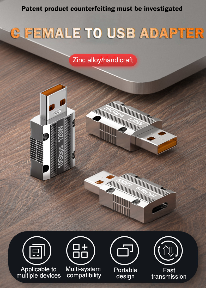 120WType-CtoUSB30OTGAdapter10GbpsHigh-speedTransmissionUSBMaletoType-CFemaleConnectorforMobilePhoneP-1984480-1
