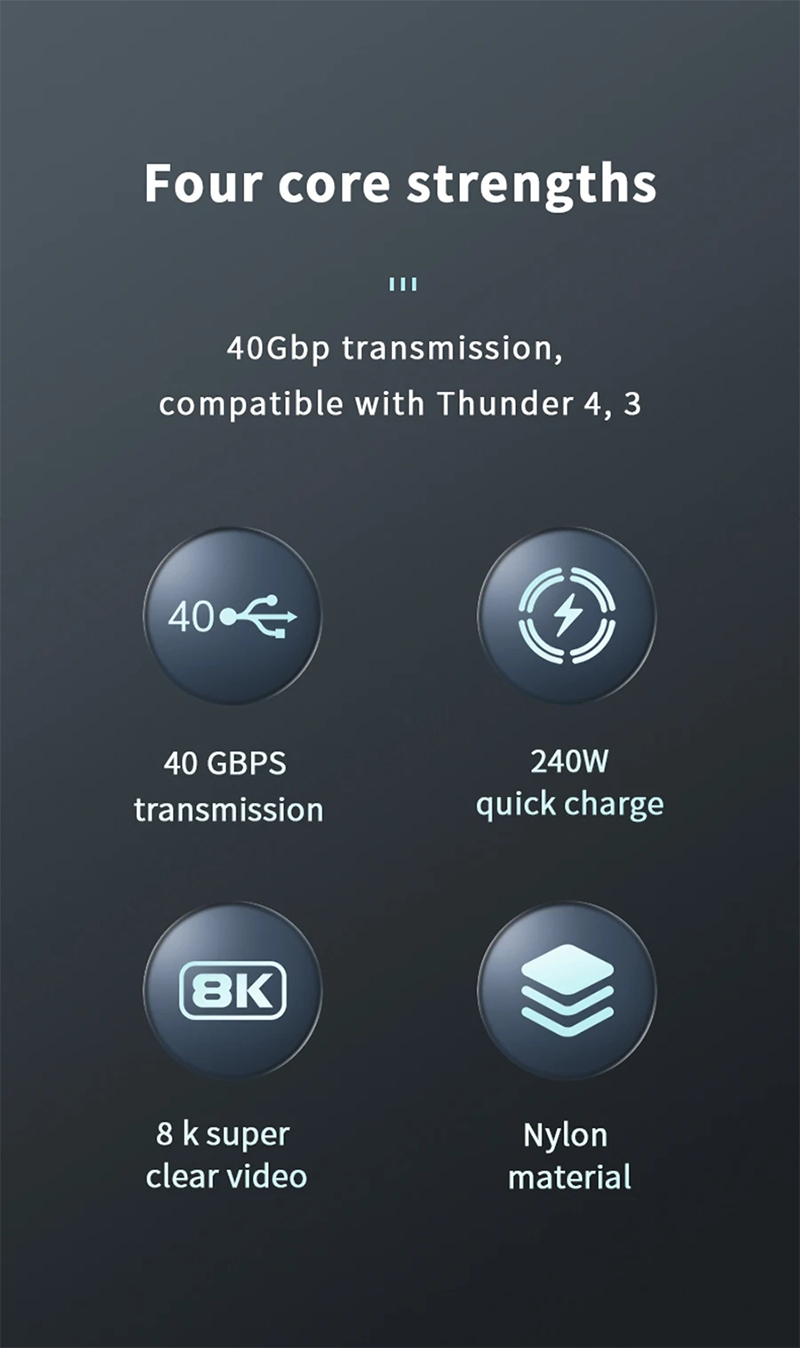 BakeeyUSB4Cable40GbpsPD240WThunderbolt48K60HzType-CFastChargingCableThunderbolt3Type-CtoCDataTransfe-2012689-2