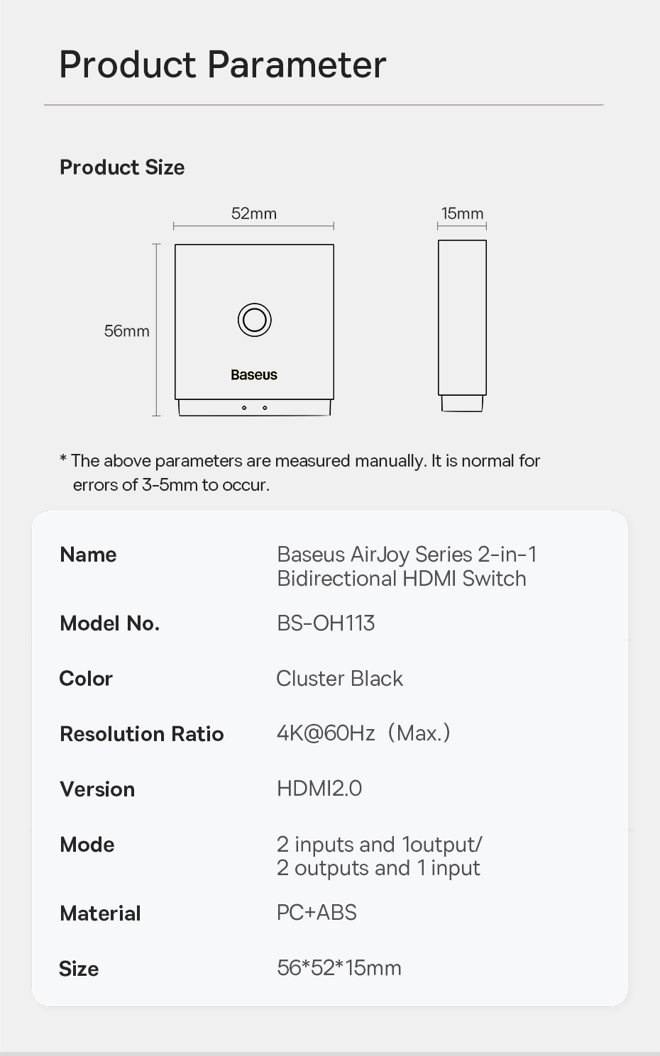 Baseus4K60HzHDSwitchHDMI-CompatibleAdapter2in1HDMI-CompatibleSplitterforXiaomiMiTVBoxPS5PSFour-1991273-11