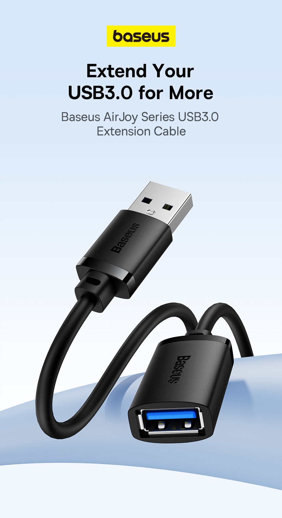 BaseusBS-OH128USB30ExtensionCableMini5GbpsFastSpeedCableUSB30ExtenderCordforSmartLaptopPCTVSSD-1992069-1