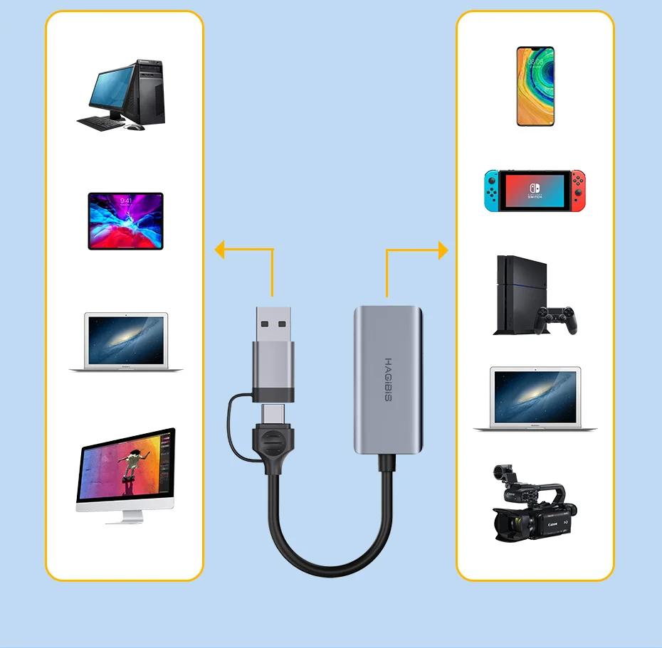 HAGiBiSUSB30VideoCaptureCardHDtoUSBType-CGameGrabberRecord1080P60HzAluminumAlloyShellMS2130forSwitch-2010386-17