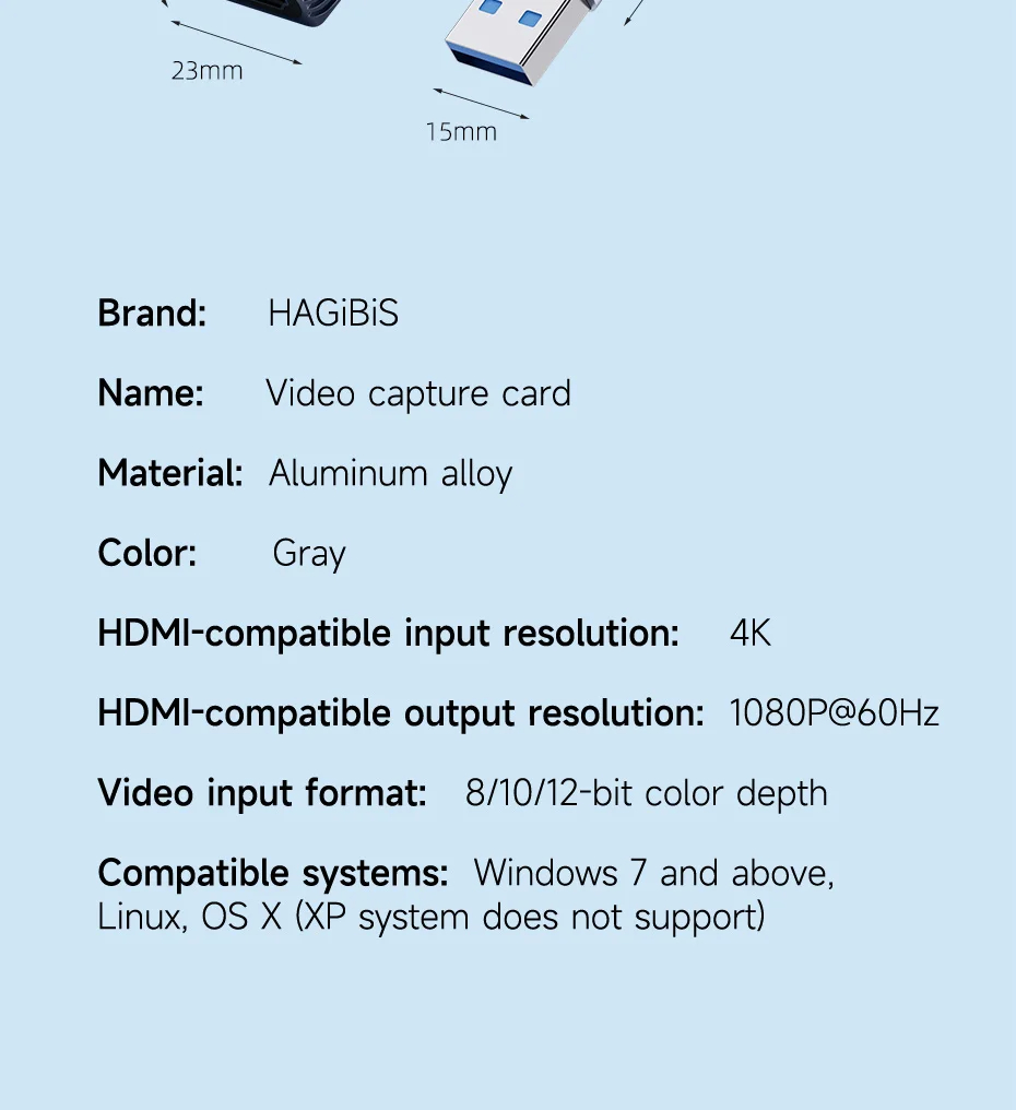 HAGiBiSUSB30VideoCaptureCardHDtoUSBType-CGameGrabberRecord1080P60HzAluminumAlloyShellMS2130forSwitch-2010386-22