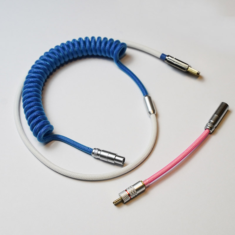 MechZoneHandmadeCoiledCableKeyboardCoilType-CMiniUSBDIYCoiledCableDataCableUSBCAviationConnectorforM-1714362-1