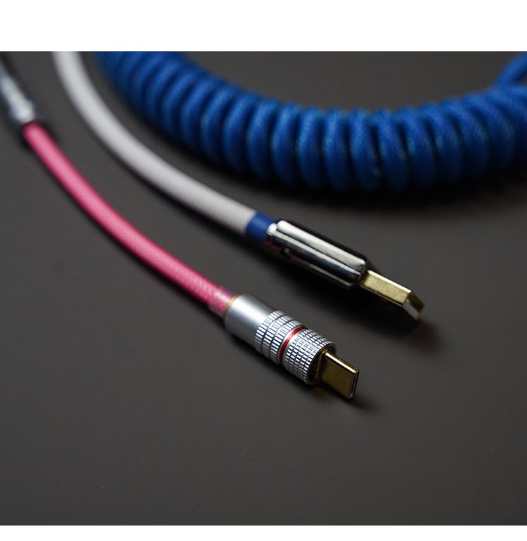 MechZoneHandmadeCoiledCableKeyboardCoilType-CMiniUSBDIYCoiledCableDataCableUSBCAviationConnectorforM-1714362-3