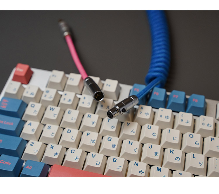 MechZoneHandmadeCoiledCableKeyboardCoilType-CMiniUSBDIYCoiledCableDataCableUSBCAviationConnectorforM-1714362-4