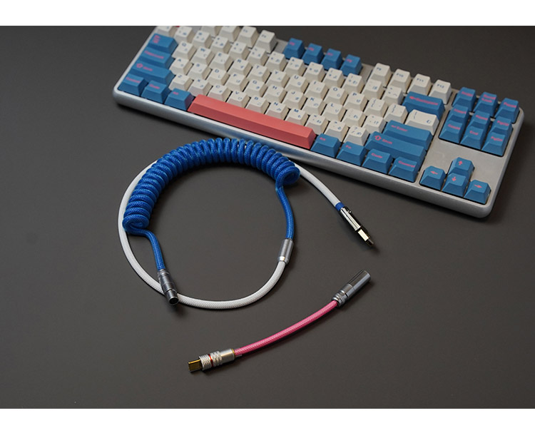 MechZoneHandmadeCoiledCableKeyboardCoilType-CMiniUSBDIYCoiledCableDataCableUSBCAviationConnectorforM-1714362-6