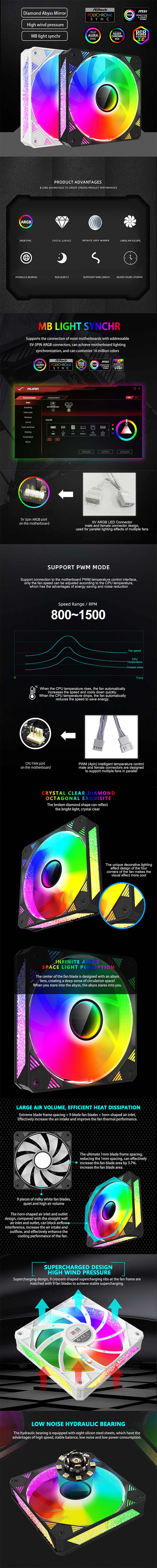 120mm5V3PinARGBCrystalSurfaceCoolingFanAURASYNCPCCoolerPWMTemperatureControl-1989301-1