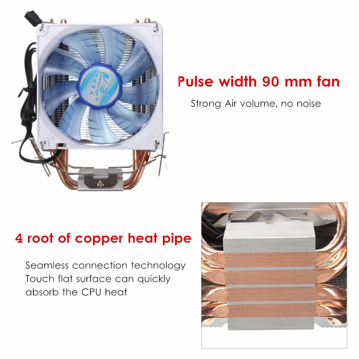 92mm3PinBlueLEDCopperCPUCoolerCoolingFanHeatSinkforIntelLGA77511561155AMDAM223-1154708-3