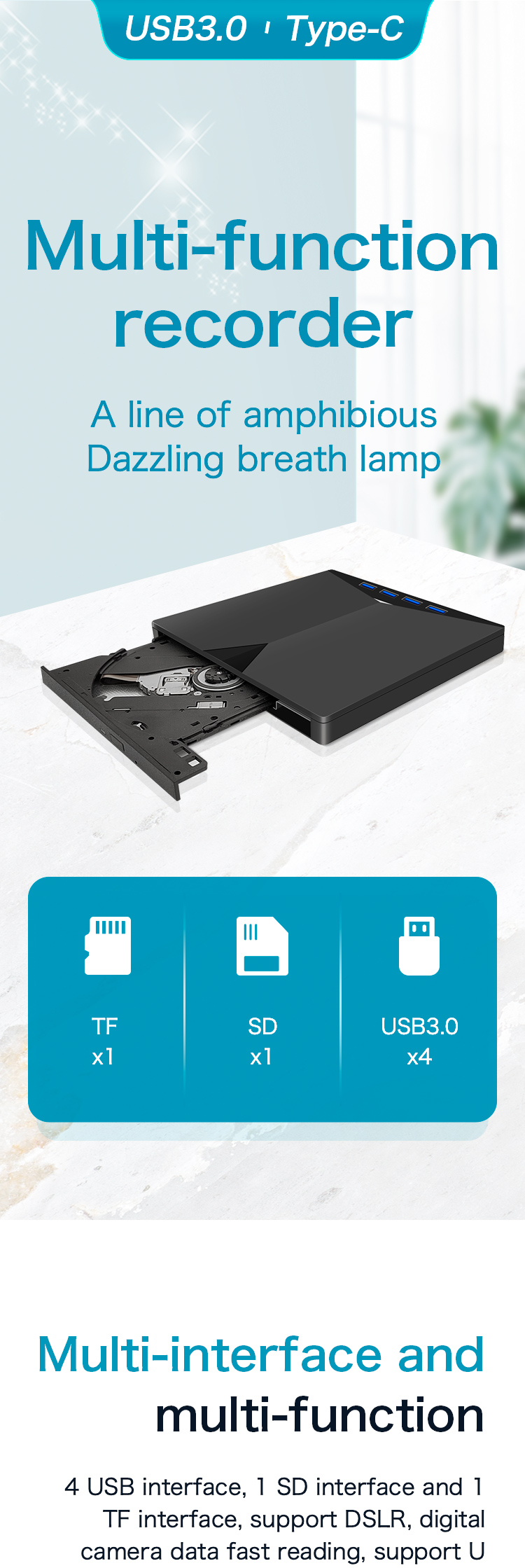 ExternalDVDBurnerUSB30TypeCMulti-functionRecorder7-in-1CDplayerDriverTFSDInterfaceforPCNotebook-1991082-1