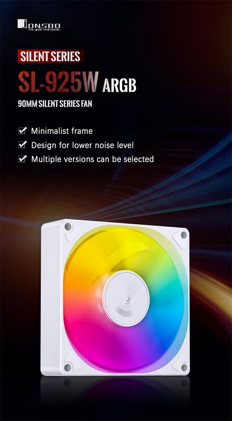 JONSBOSL-92592mmARGBPWMCaseFanMuteMinimalistFansCPUDissipationComputerAccessory-1995894-1