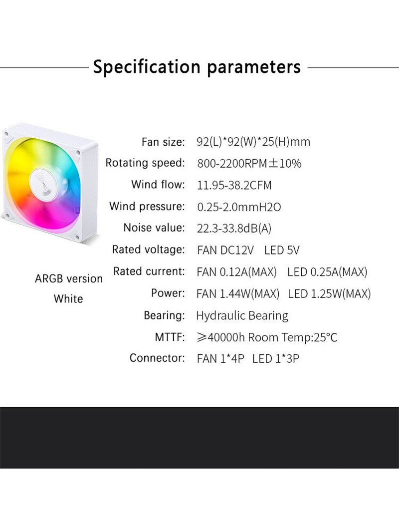 JONSBOSL-92592mmARGBPWMCaseFanMuteMinimalistFansCPUDissipationComputerAccessory-1995894-9
