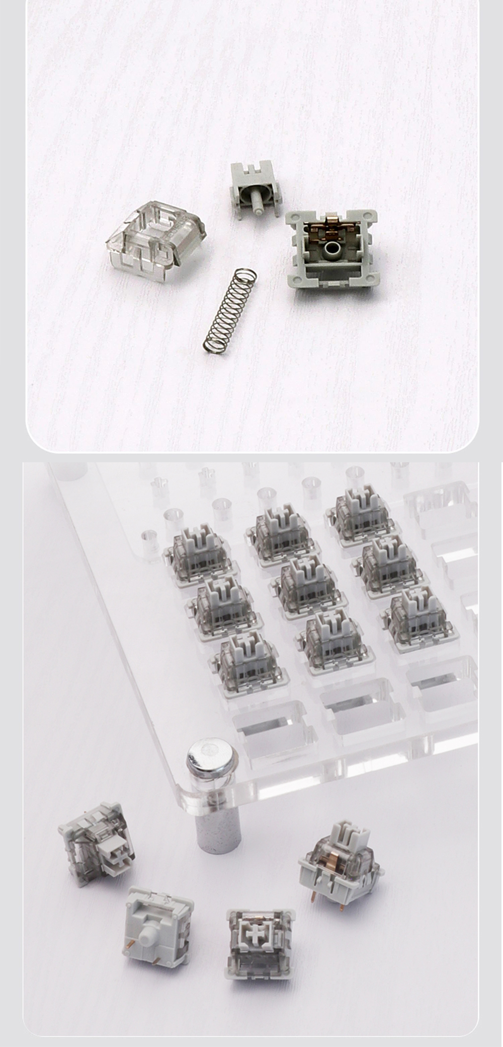 100PcsLEOBOGGrayWoodV3SwitchLinearGray3PinDIYGamingKeyboardMXRGBHot-SwapSwitchforCustomMechanicalKey-1982818-4