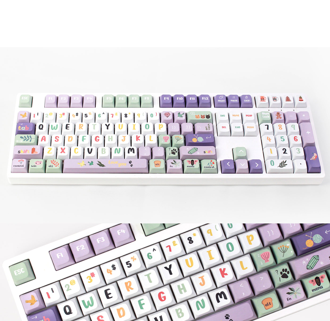 124KeysAMidsummerNightsDreamThemePBTKeycapSetXDAProfileSublimationPurpleKeycapsforMechanicalKeyboard-1988608-2