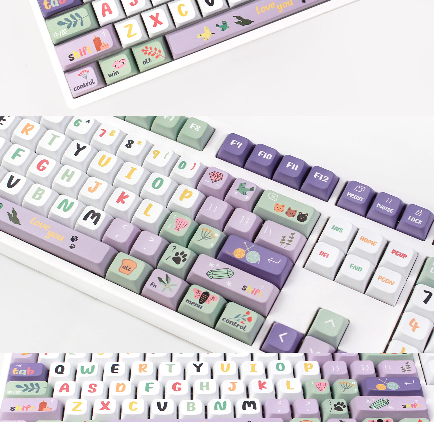 124KeysAMidsummerNightsDreamThemePBTKeycapSetXDAProfileSublimationPurpleKeycapsforMechanicalKeyboard-1988608-3