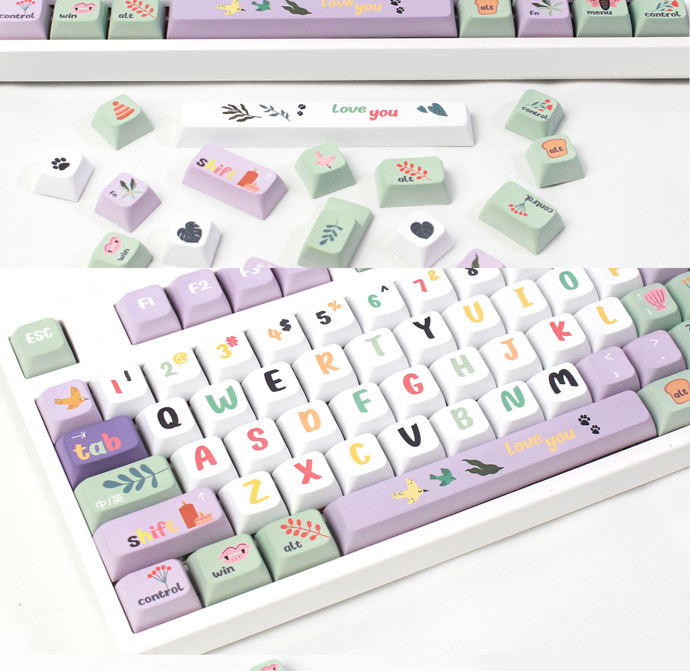 124KeysAMidsummerNightsDreamThemePBTKeycapSetXDAProfileSublimationPurpleKeycapsforMechanicalKeyboard-1988608-4