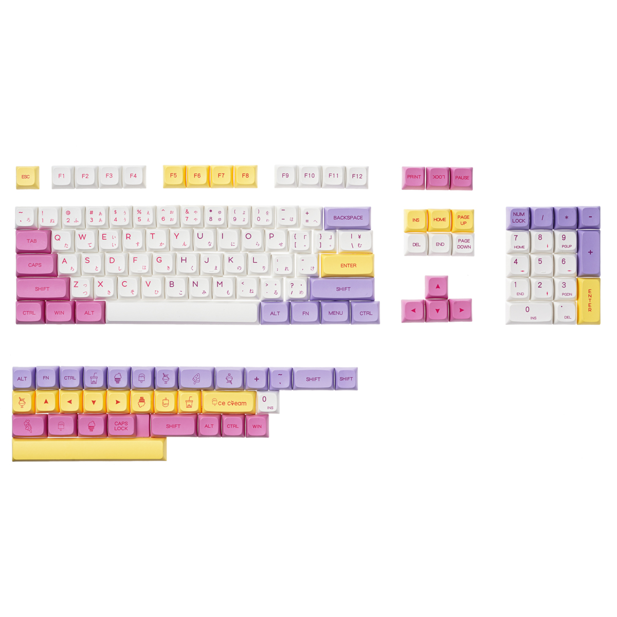 136KeysIceCreamKeycapSetPBTSublimationXDAProfileEnglishJapaneseCustomKeycapsforMechanicalKeyboard-1941577-15