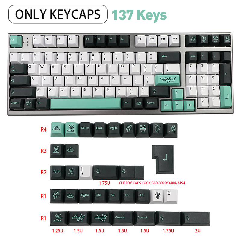 137KeysBotanicGardenKeycapSetCherryProfileSublimationPBTKeycapsforMechanicalKeyboards-1977967-1