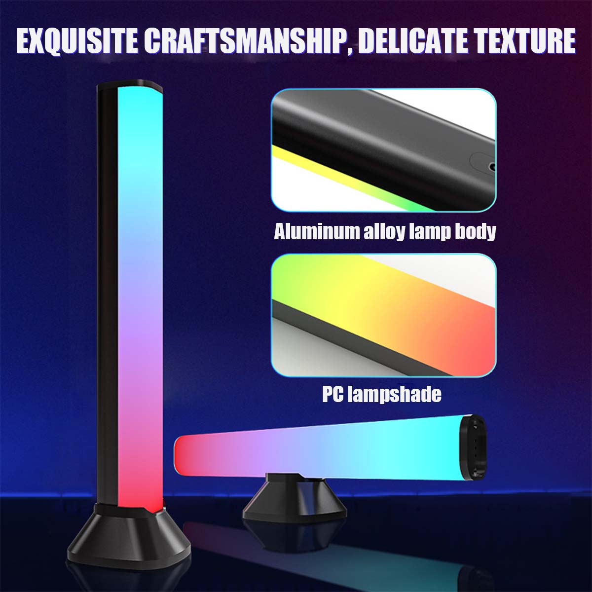2PCSSmartLightBarFullColorAtmosphereLampVoiceControlRGBHomeDecorativeLightStripforDesktopComputerLap-1974677-2