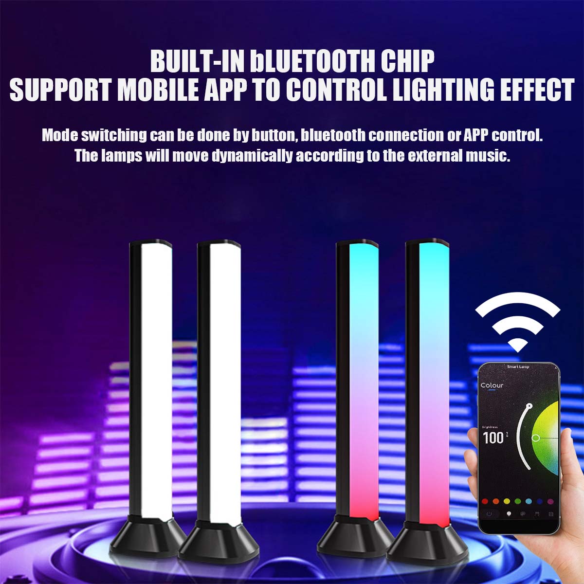 2PCSSmartLightBarFullColorAtmosphereLampVoiceControlRGBHomeDecorativeLightStripforDesktopComputerLap-1974677-3