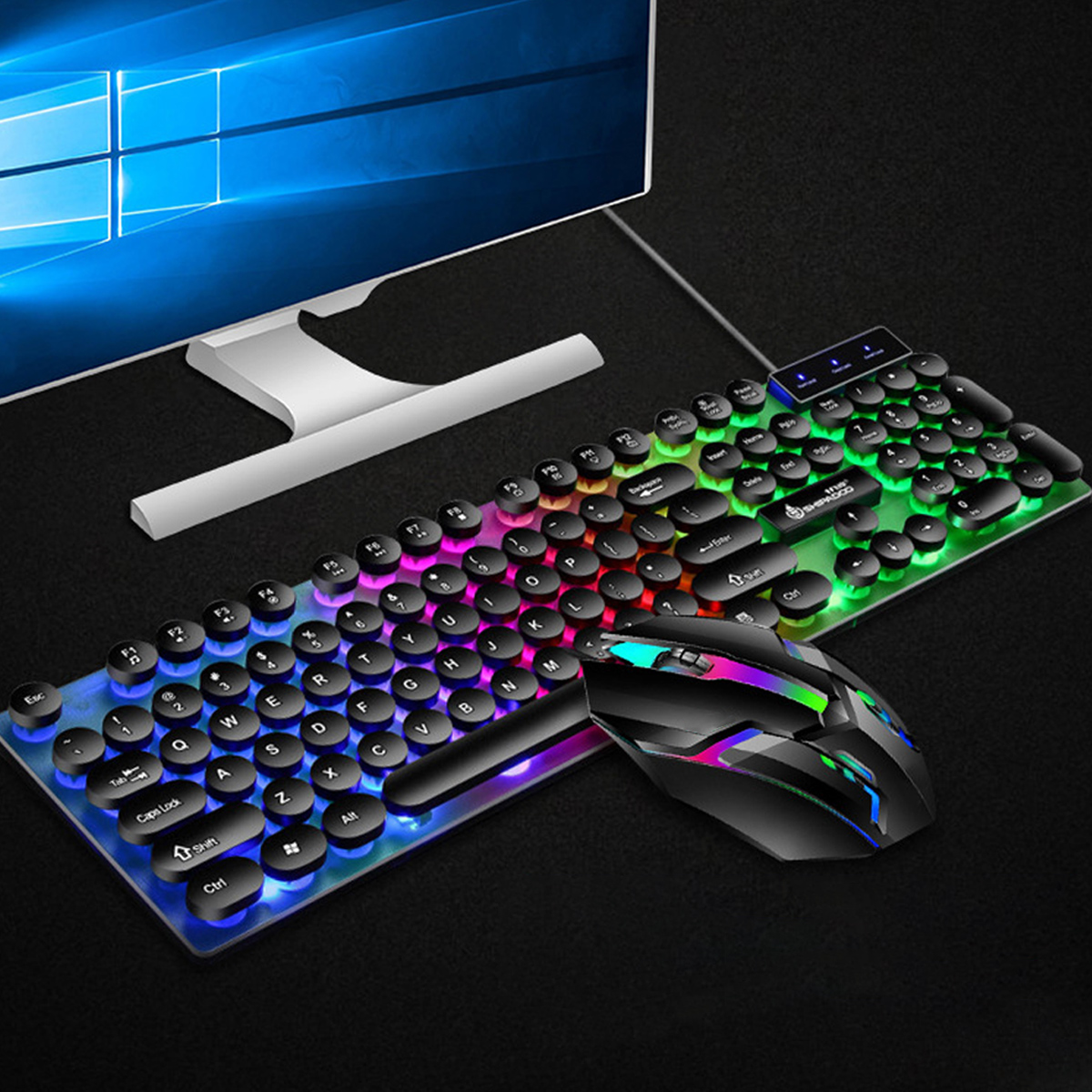 4-in-1KeyboardMouseHeadsetMousePadSet4PcsGamingKit104KeysLEDbreathingBacklightMechanicalFeelGamingKe-1865526-7