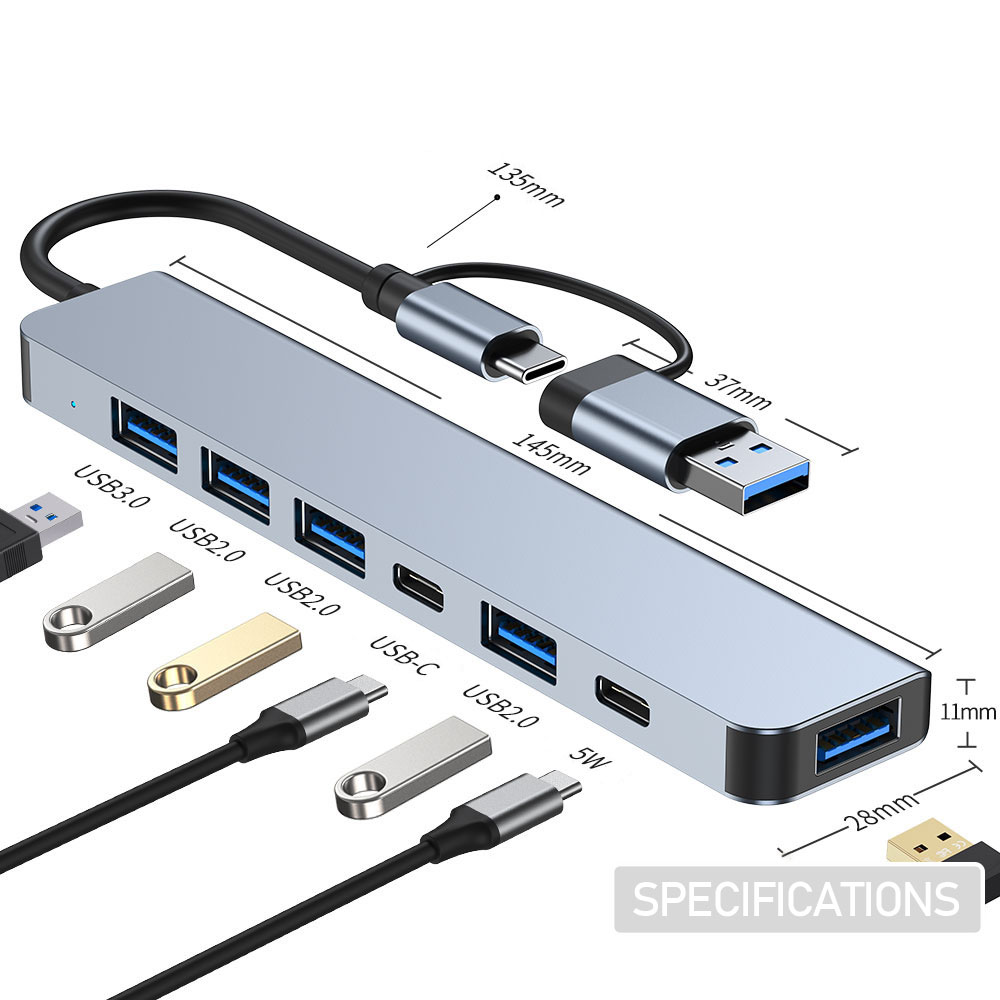 7in1Type-CDockingStationUSB-CHubSplitterAdaptorwithUSB-CUSB305GbpsMultiportHubforPCLaptop3020Port-1966599-1