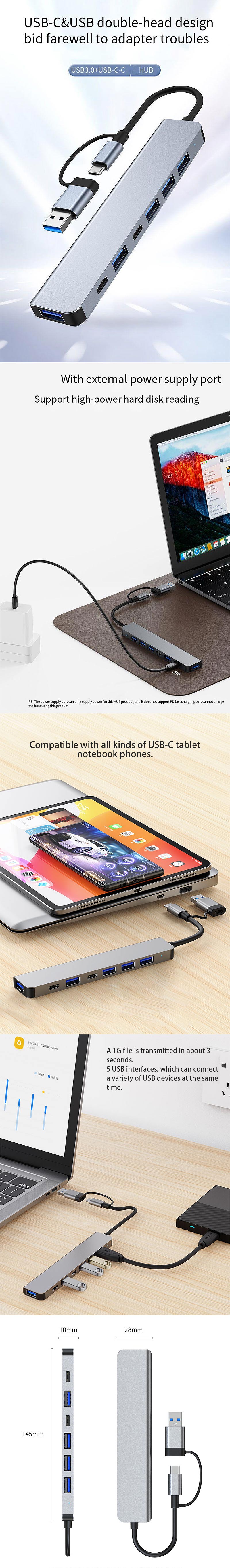7in1Type-CDockingStationwithUSBAdapterUSB204USB30USB-CDataPD5WUSB-CMultiportHubSplitterAdaptorforPCL-1985809-1