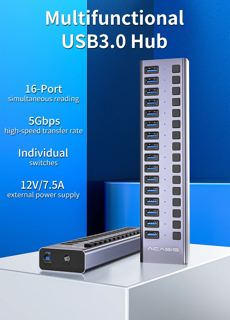 AKASISHS-716MG16-in-1USB30HubHighSpeed5GbpsSplitterAluminumAlloyDockingStationwithIntegratedIndepend-2014599-1